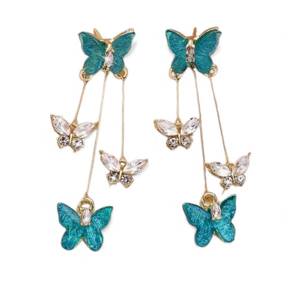Eye Candy Teal and Gold Butterfly Earrings